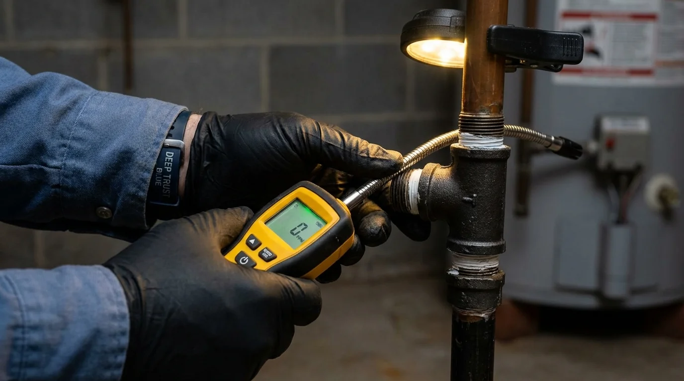 Gas leak detection with electronic sniffer by Johns Plumbing LLC in Eldorado